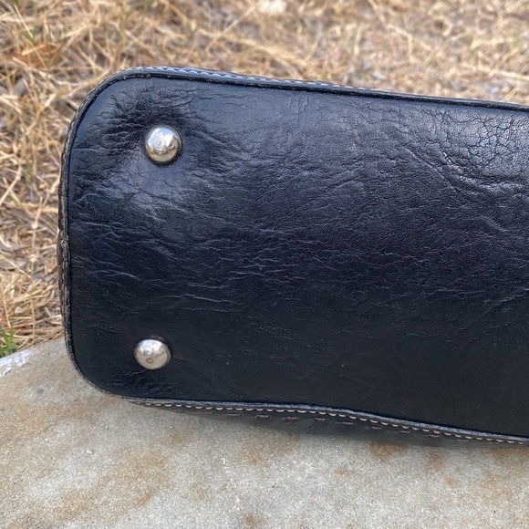 Fossil smooth black leather tote simple chic minimalist bag vintage - Picture 5 of 9